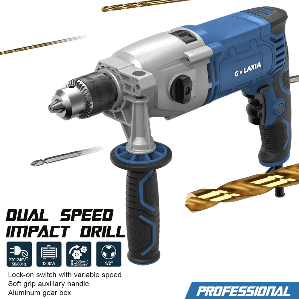 Galaxia New Arrival 13mm Electric Impact Drill 1200W Input Power Wood Concrete Drilling Machine