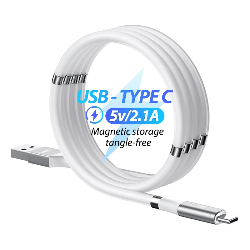 Remax Присоединяйтесь к нам бесплатный образец Белый самообмотки USB Type - c Магнитный usb кабель для зарядки и передачи