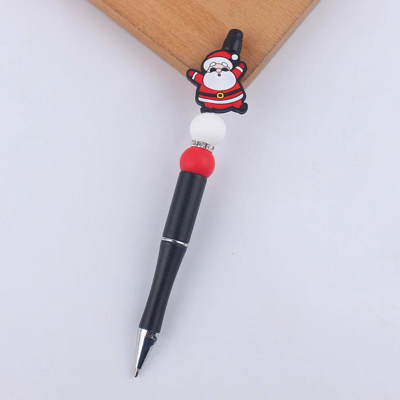 New cartoon Christmas style Santa Claus silicone beaded pen cute creative black multi-functional ballpoint pen