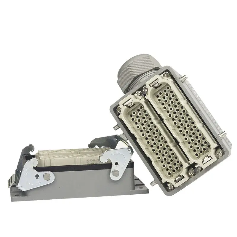 WZUMER HD-128 Industrial Side Entry Double Buckle Heavy Duty Connector With Plastic Cable Gland