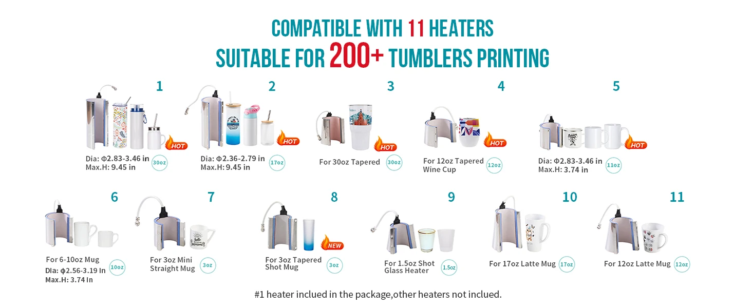 2023 PYD Life 30oz Double Station Dual Heat Press Machine Digital Sublimation Transfers Ready To Press For Mugs Cup Tumblers