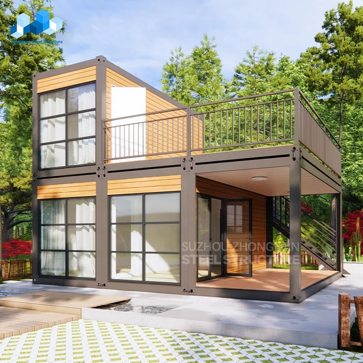 Zhongnan Detachable Custom 20ft luxury cabin portable mobile home tiny wooden houses prefabricated container house with toilet