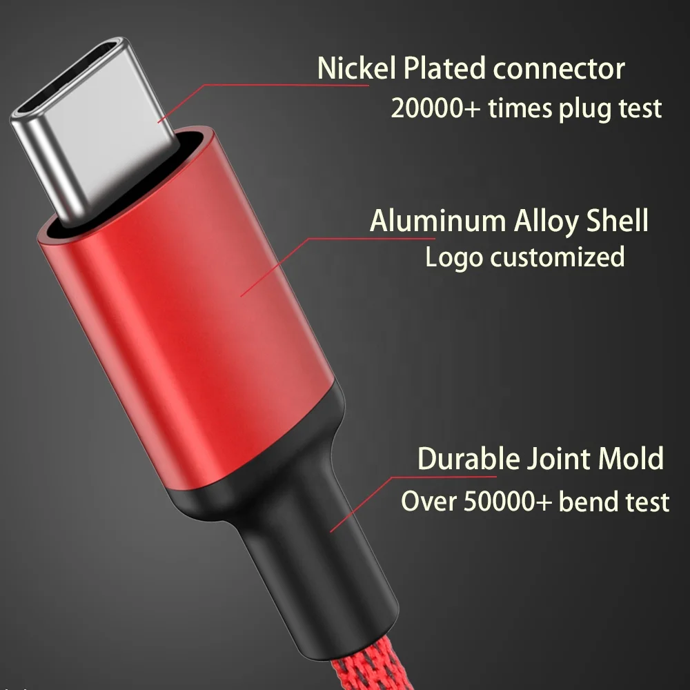 
Portable Usb 2.0 Type C Usb Cable Cell Phone Fast Charging Cable And Data Transfer 