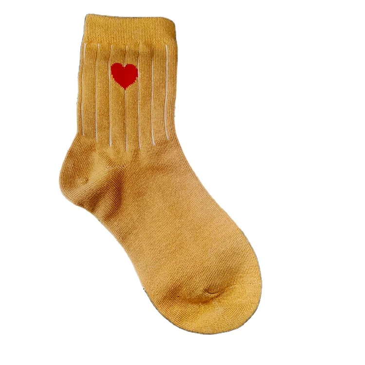 Новое поступление, женские носки, оптовая продажа, 100 хлопок, необычный логотип, жаккардовые дышащие Хлопковые женские носки с сердечками