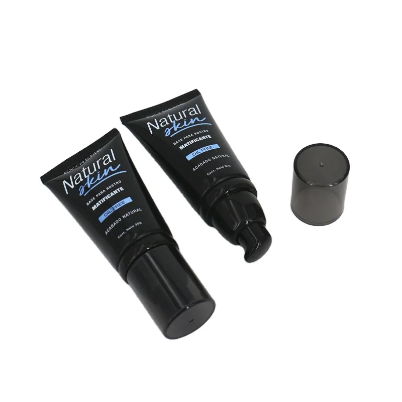 30g Eco-friendly Cosmetic Tube Packaging Black Airless Pump Sunscreen Tube