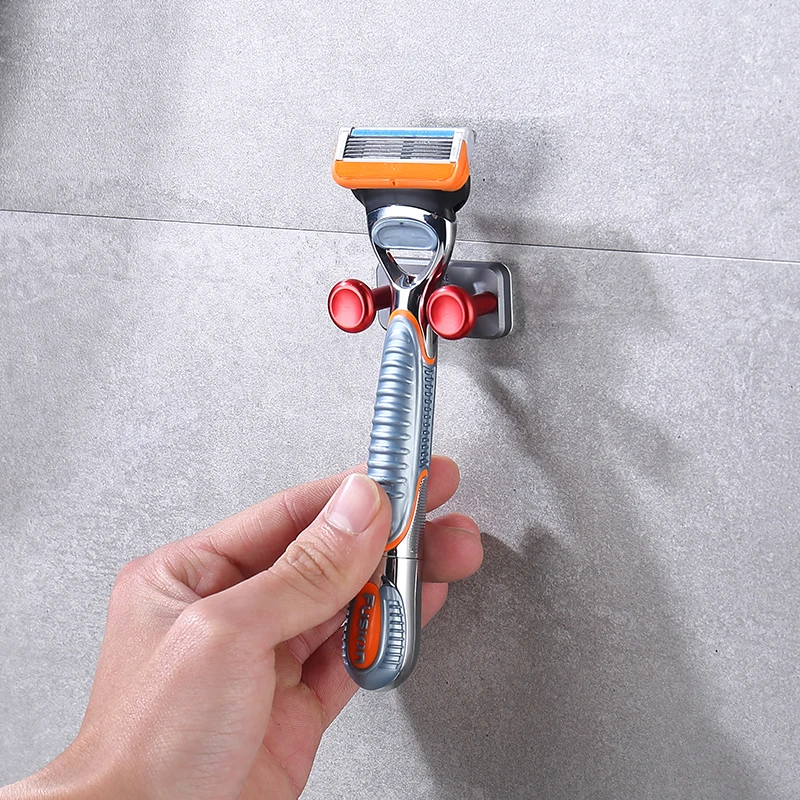 Portable Razor Holder CNC Aerial Alloy Shaver storage Bathroom set with glue adhesion