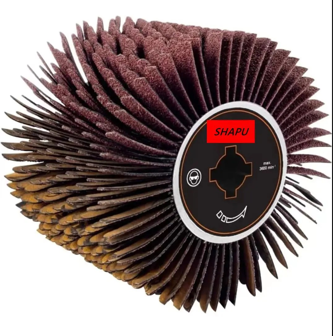 Flexibility abrasive polishing sandpaper grinding flap wheel customized wire drawing various grits for woodworks soft metals