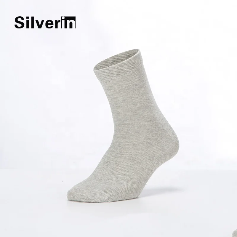 Daily work silver anti-bacterial anti-odor calf men socks