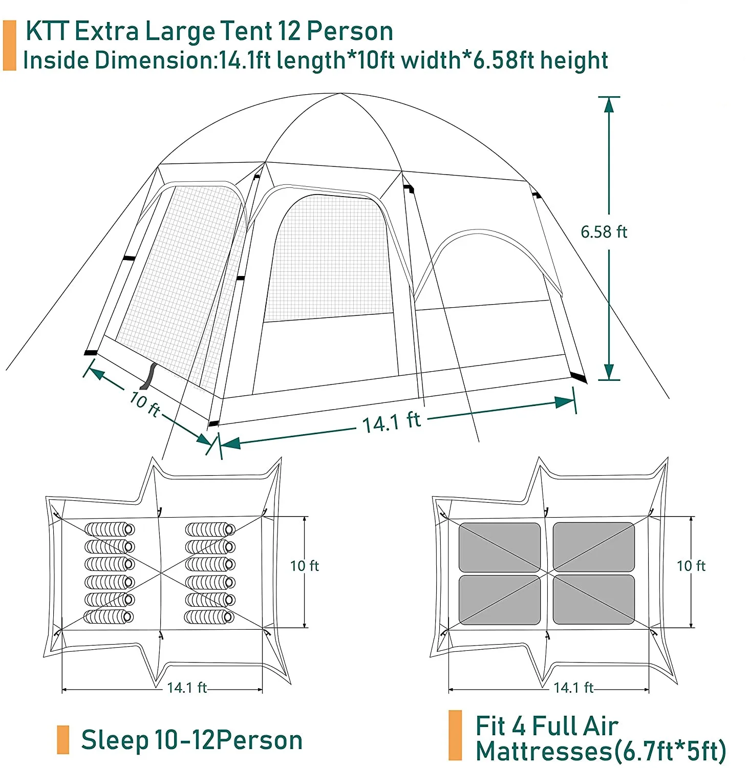 Woqi Big Size for Whole Family Camping Use Outdoor Tents 5-8 People Big Family Outdoor Tent