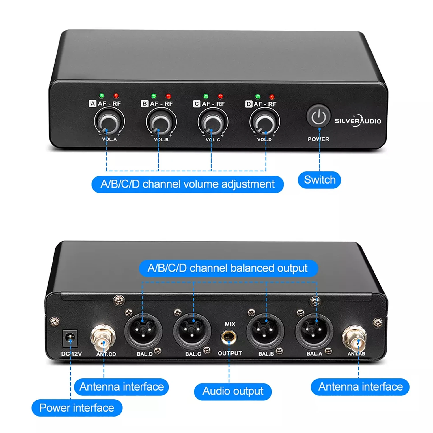 GAW-D2000professional 4 Channels Uhf Wireless Microphone With CE Certificate