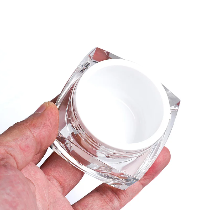 Wholesale cosmetic packaging 5g 10g 15g 20g 30g 50g black empty white acrylic plastic face cream  jar