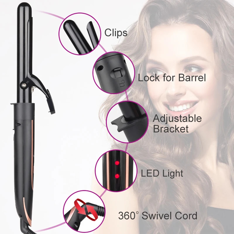 Meinuo 3 in 1 LED display Hair Curling Wand curler tong for home use