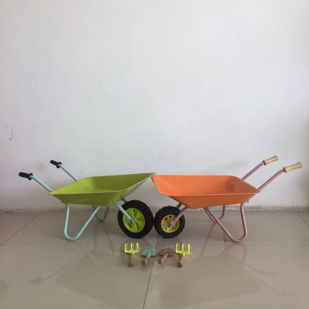 Kids mini wheel barrow with rubber wheel, and  enfironmental-friendly powder painted