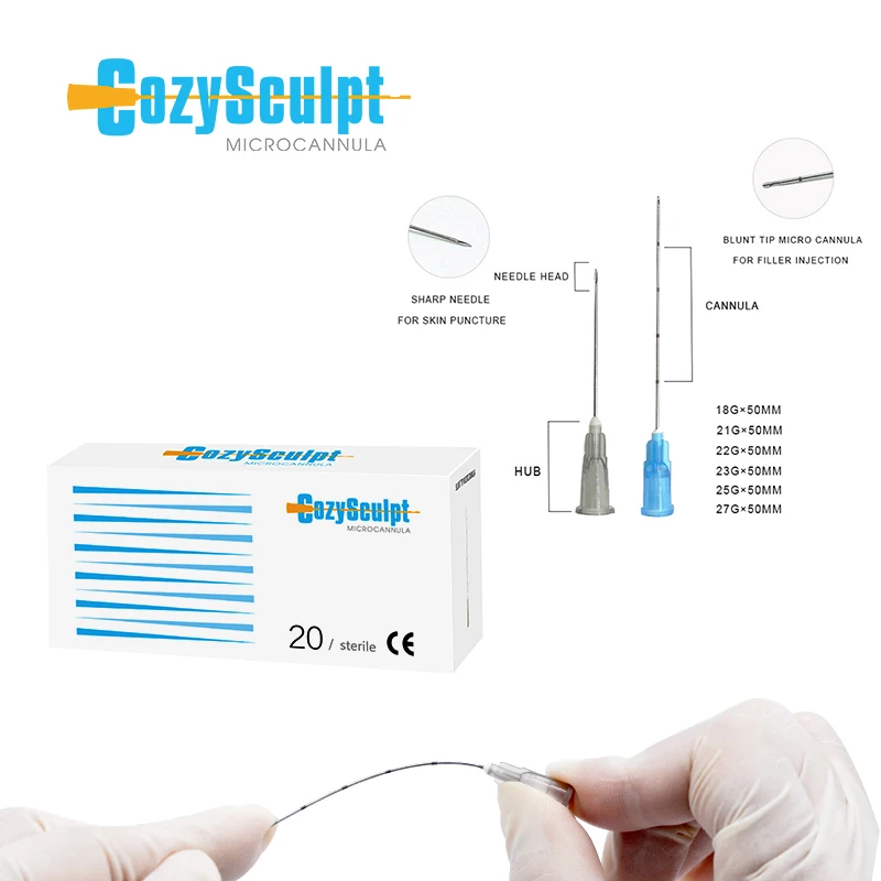 CozySculpt long lasting micro cannula 22g 50mm cannula fine micro cannula for syringe