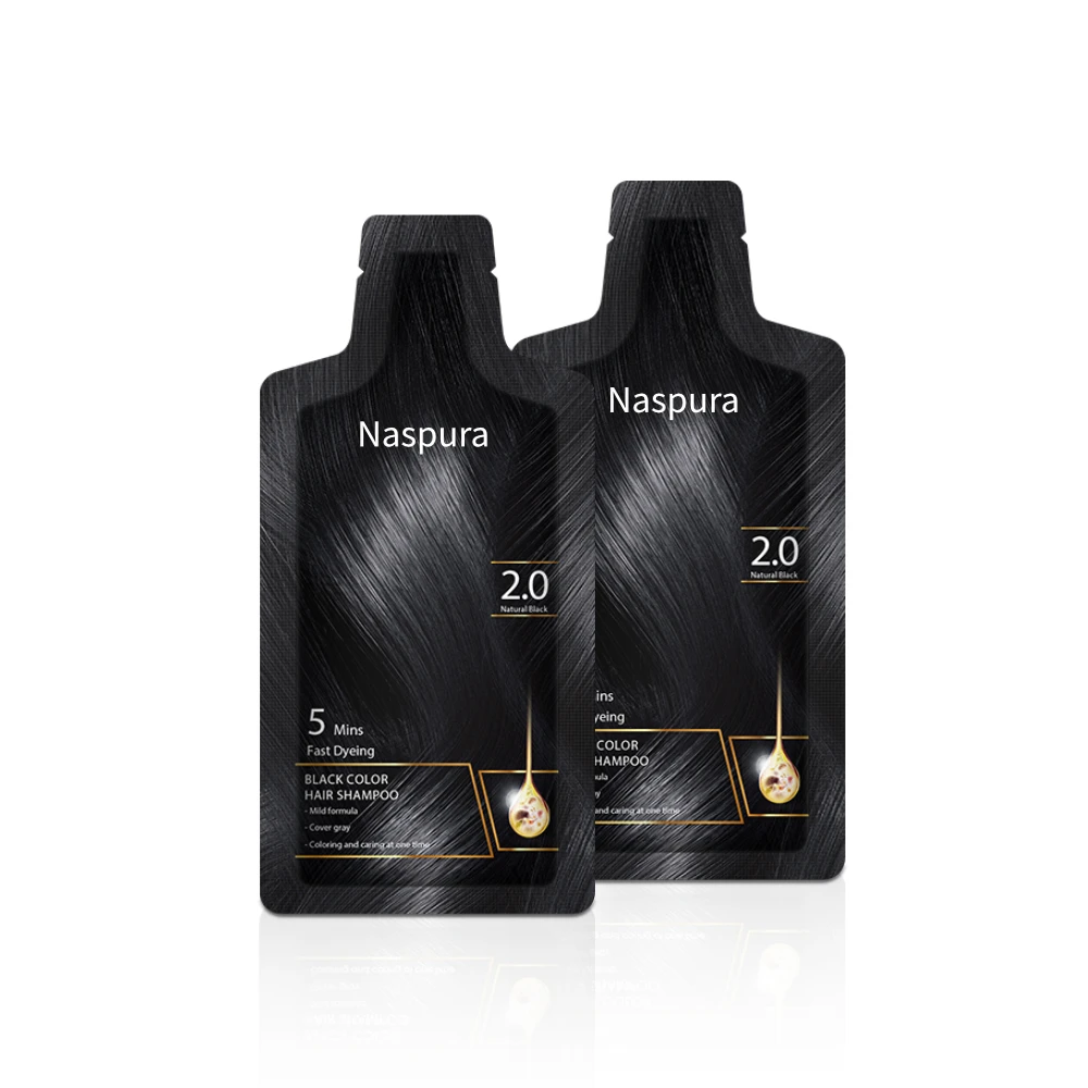 Оптовая продажа, травяные ингредиенты, 10 минут, мгновенная Перманентная саше, краска 15 мл * 2 для черных волос, шампунь для домашнего использования