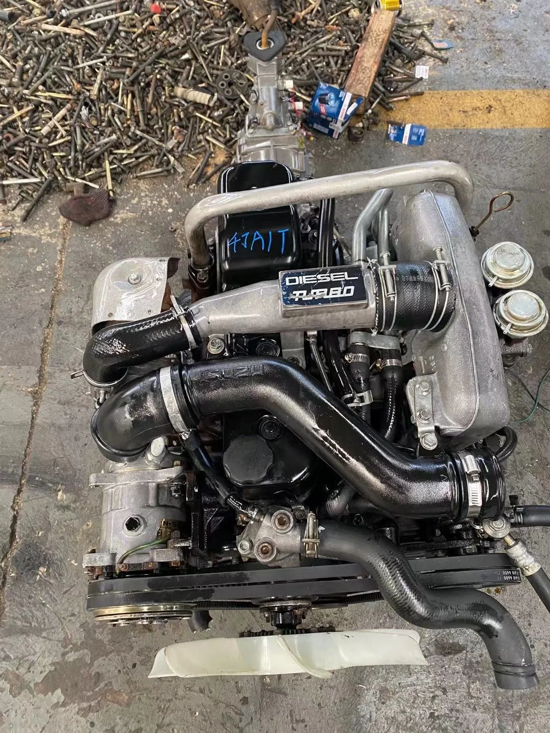 4JA1T  used genuine engine turbo charger 2.5T motor with transmission box gearbox for ISUZU pick up