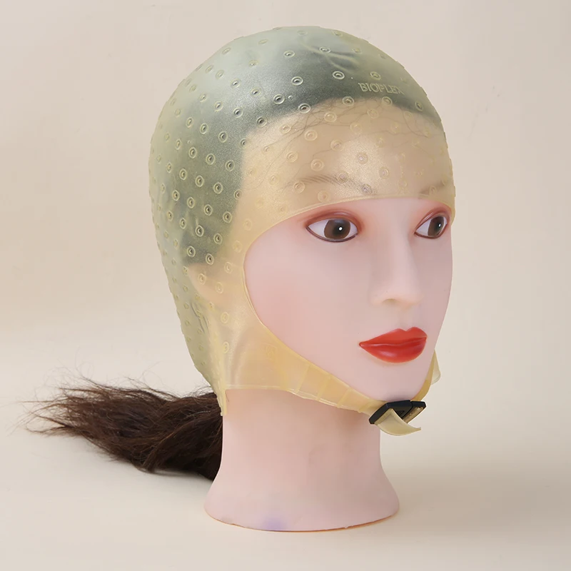 Silicone Hat + Hook Salon Dye Hair Pro Reusable  Coloring Hat  Highlighting Dyeing Color Frosting Hat