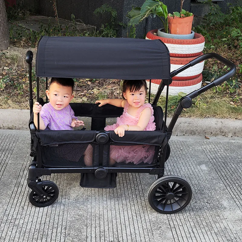 baby stroller wagon stroller for 2 kids or 4 kids collapsible folding outdoor utility wagon with removable canopy