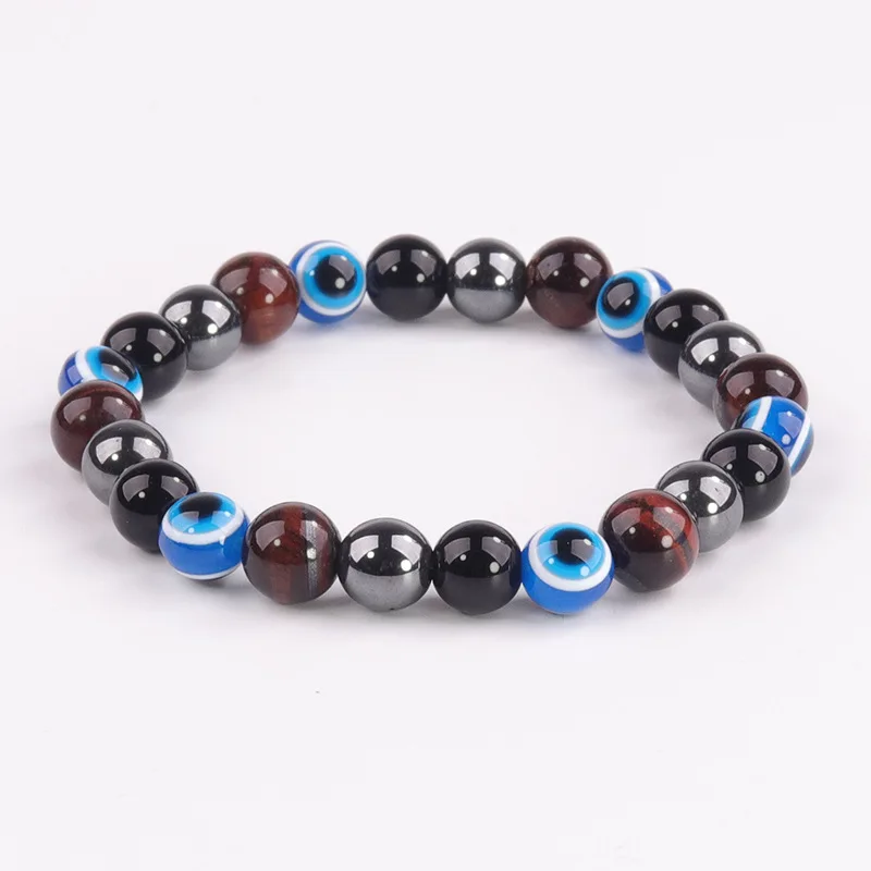 wholesale 10MM crystal beads braided Natural Gemstone obsidian Healing Spiritual magnet single loop tiger eye stone bracelet