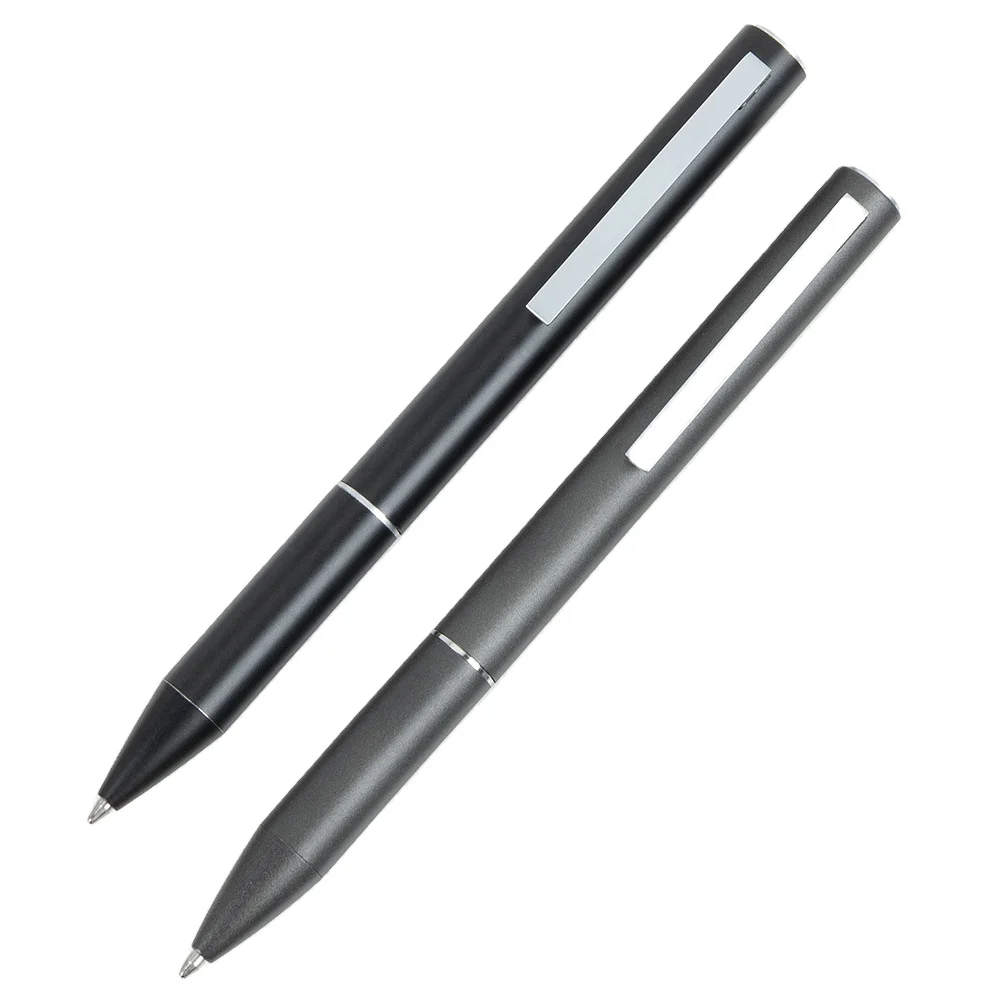 Matte Gray Metal Pen Luxury Straight Barrel Ballpoint Pen Thick Clip Mate Color Metal Ball Pen Custom Laser Engraved logo