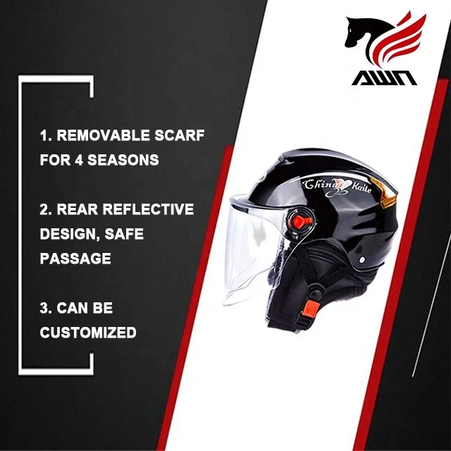 Hot Selling Half Face Motorcycle  Riding Helmet With Eps Inner Lining And Detachable Scarf  For Adults Motorcycle