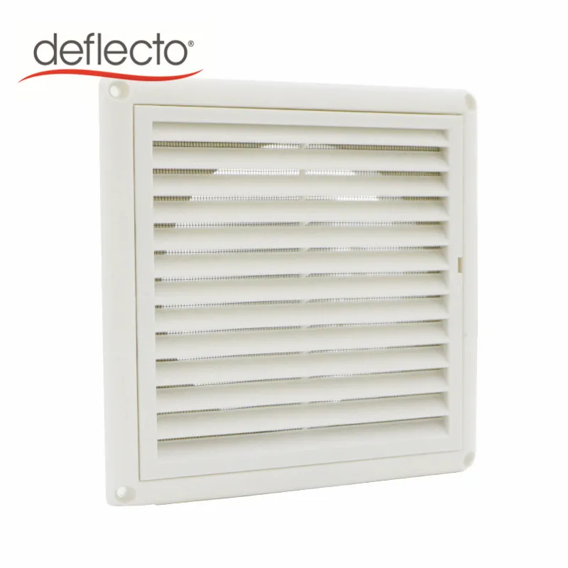 High Quality 8 Inch White Plastic Duct Shutter, Panel 250mm Louered Vent Cover Ventilation Grille Square with Flyscreen