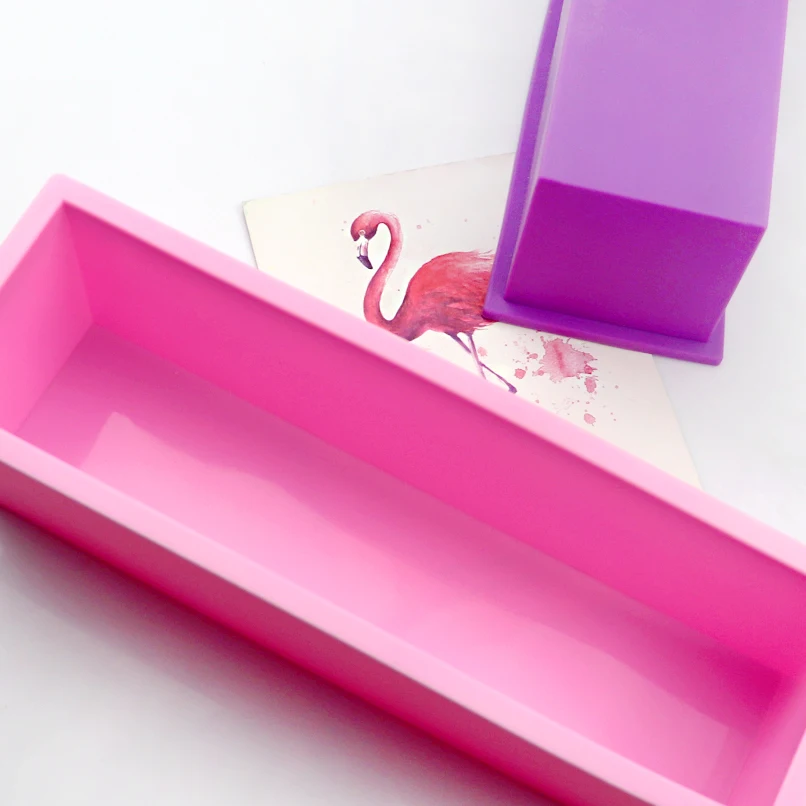 Thickened loaf rectangle silicone molds for soap making DIY silicon moulds kit with wooden box and mold wooden box with mold