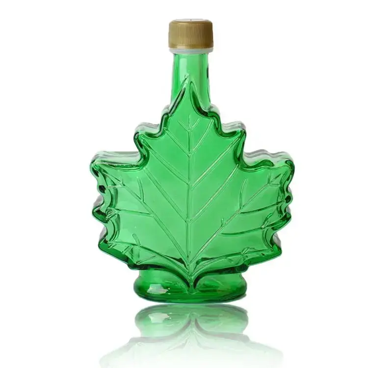 50ml 100ml 250ml maple leaf glass bottle syrup with screw plastic cap for liquor bottle whisky glass bottle