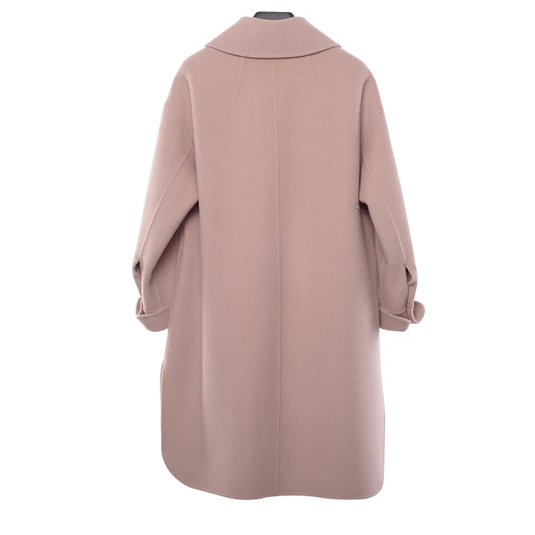 Wholesale elegant JTF slits woolen long coat for women handmade wool spring girls loose  coat