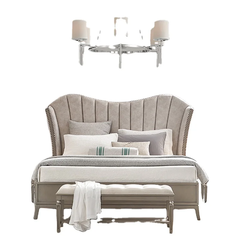 FEIFAN Wholesale Luxury American Bed Designs Solid Wood Beds Frame Modern Wooden Bed