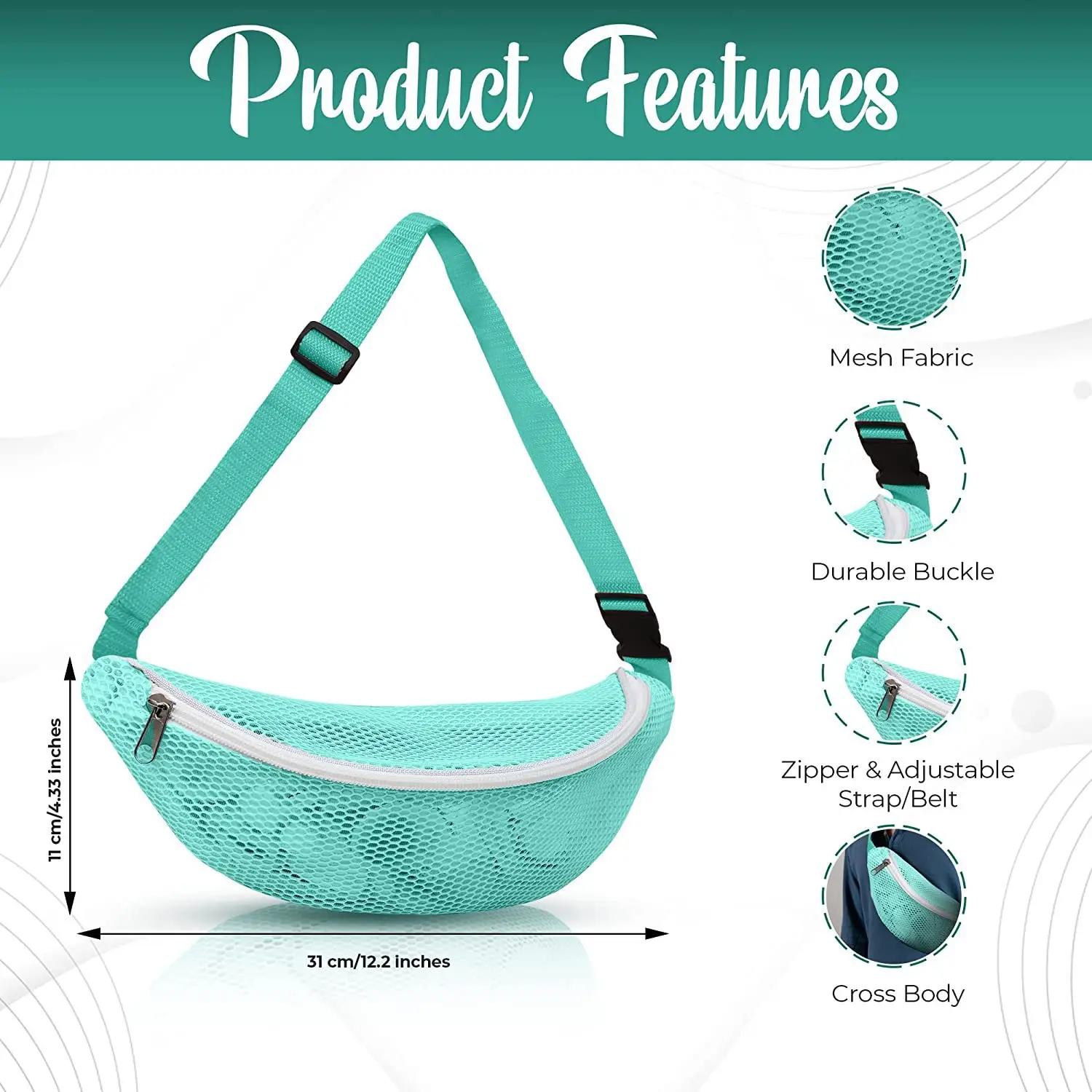 2023 Custom Mesh Waist Bag For Women Men See Through Waist Belt Bag With Adjustable Belts
