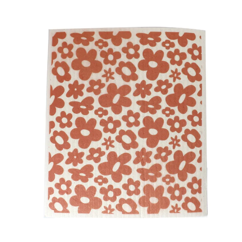 HOSHOM Printed Swedish Cloth Dish Cloth Dish Drying Swedish Natural Dishcloth Cleaning Cellulose Sponge Cloths