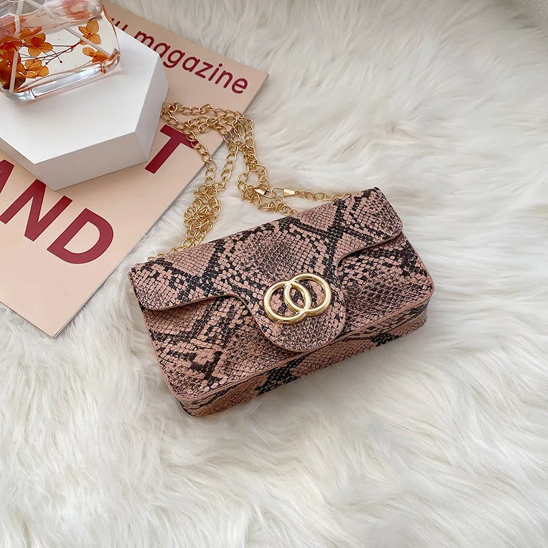 2023 Wholesale Cheap Snakeskin Crossbody Bag Mini Purse for Women Girls Cute Shoulder Bag with Chain Strap
