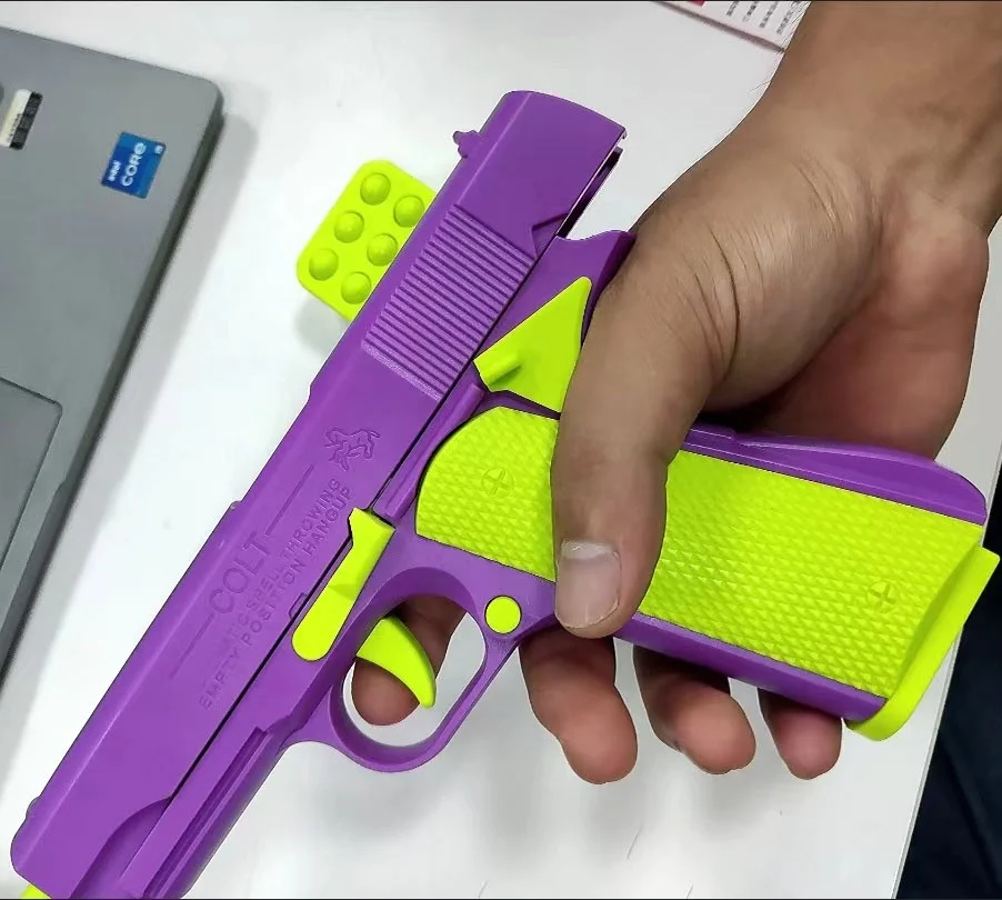 2024 Hot Selling Best 3D Printing Mini Pistol Toy Anti Stress Light Glow 1911 Soft Bullet Ejection Gun Fidget Toys For Kids
