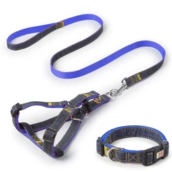 Amazon Best Seller Pet Denim Dog Collar Leash Harness