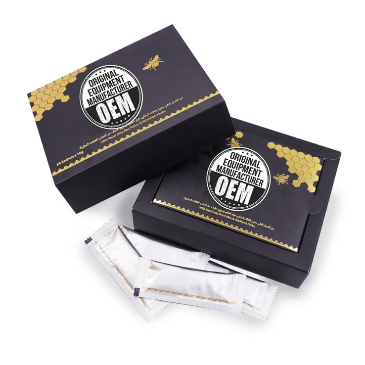 Лучший Оптовый Поставщик, лидер продаж 100%, оригинальный золотой Королевский медовый Саше премиум-класса, уникальная черная классическая коробка в упаковке