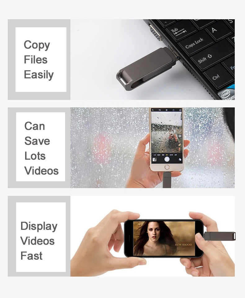 Custom USB Flash Drive For Iphone 64GB 128GB 256GB Real 100% Capacity No Fake With Retail Gift Box Free Engrave Logo