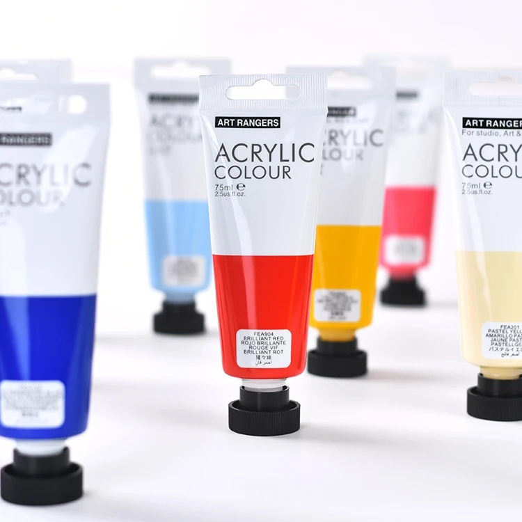 Factory Customized non toxic Professional 6 Colors 75ml tube for Artist Kids Art Painting for rock painting kit Acrylic Paint