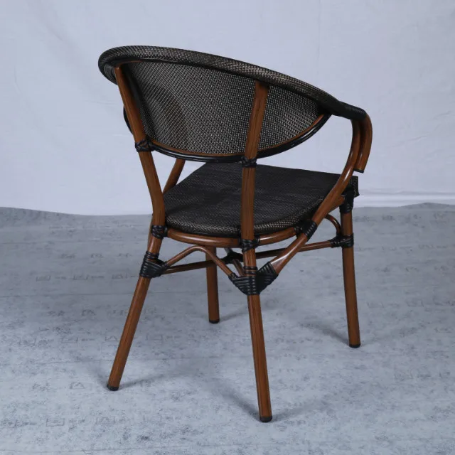 High Class Metal Bamboo Rattan Garden Outside Outdoor Cafe Bistro Furniture Chairs Set