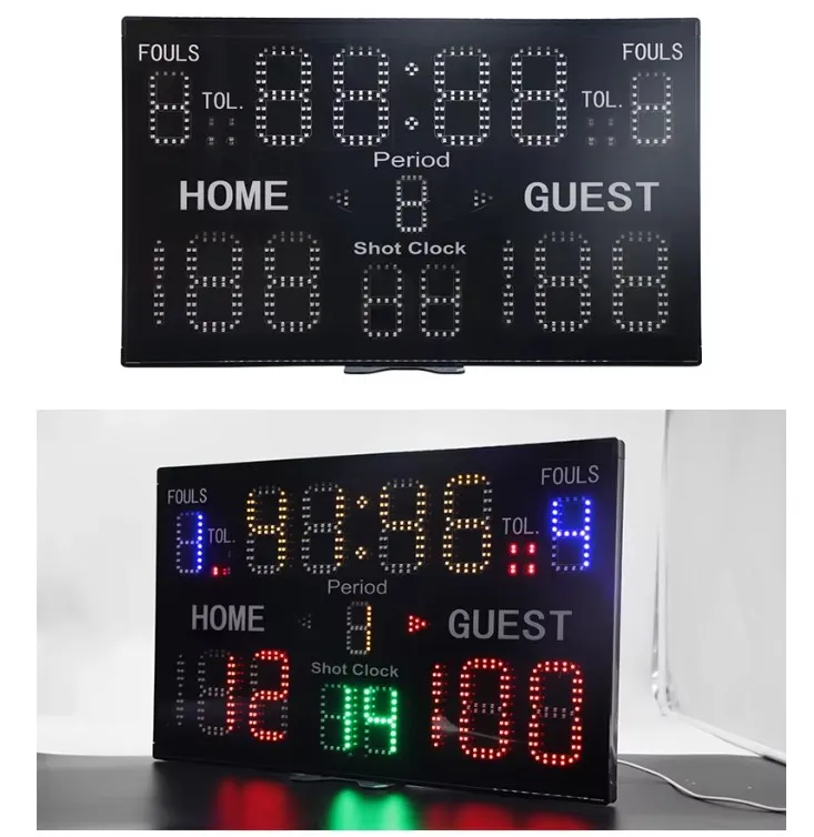 Multi-functional Professional Digital Electronic Scoreboard LED Timer Score Display Basketball Scoreboard with 24s Shot Clocks