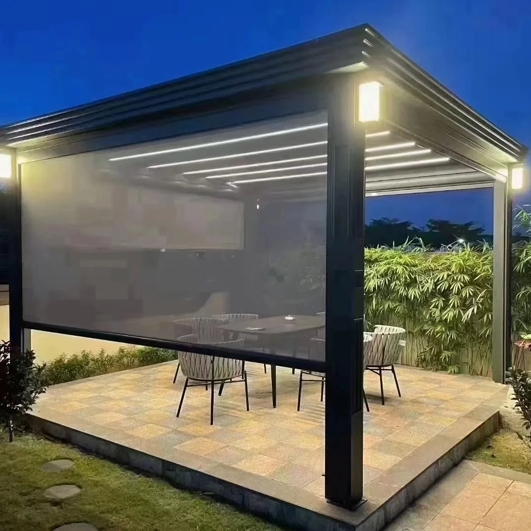 Electric outdoor blinds motorized patio screens retractable zip screen outdoor curtain