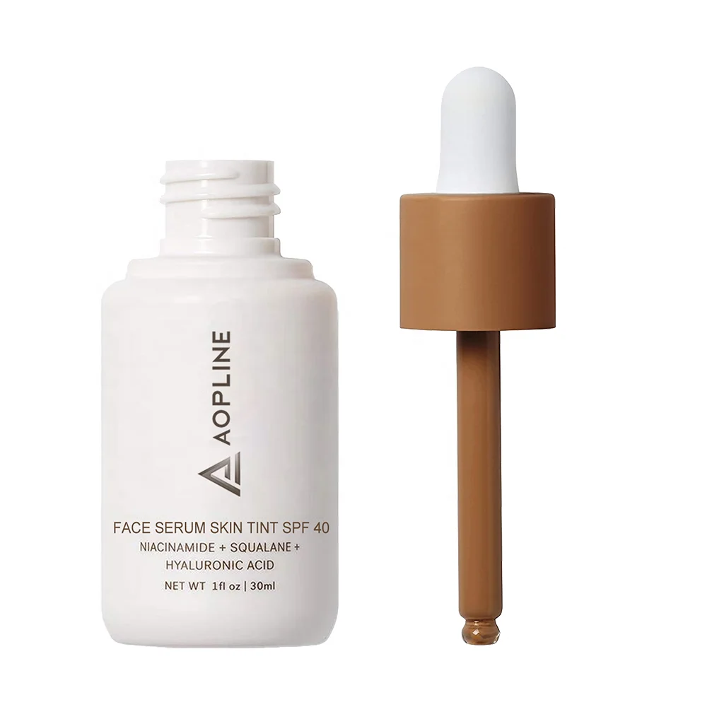 Private label moisturizing skin tint foundation spf 40 tinted serum for black skin