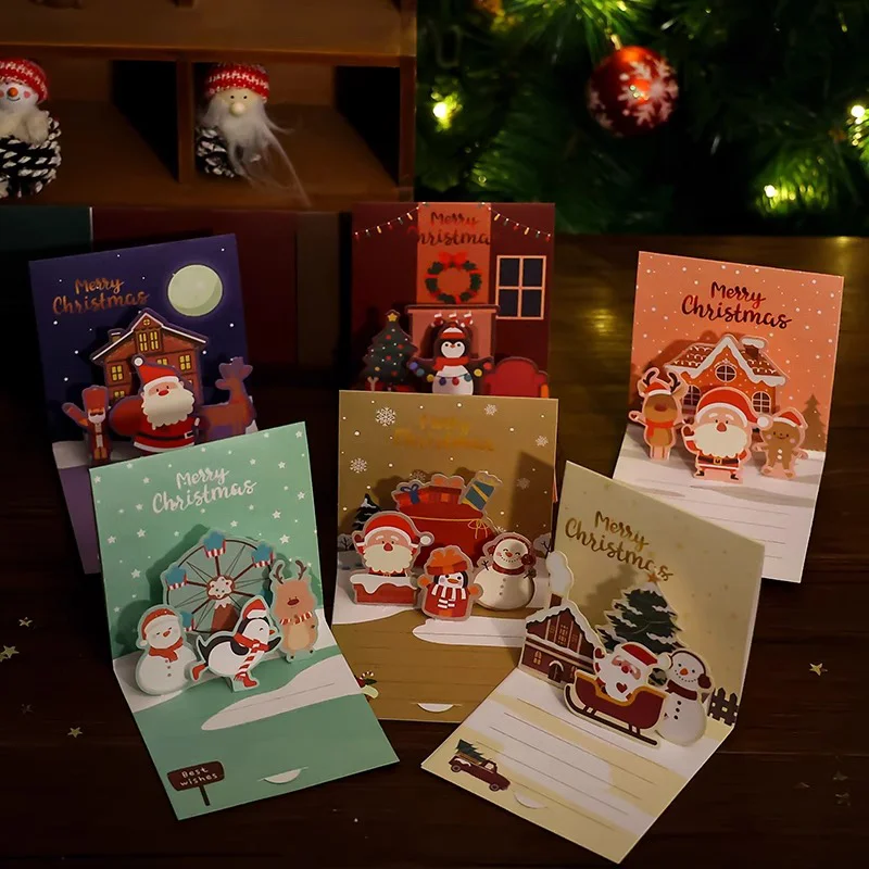 DESEN New Arrival 2023 Christmas Celebration 3D Pop Up Greeting Cards with Model of the Santa Claus