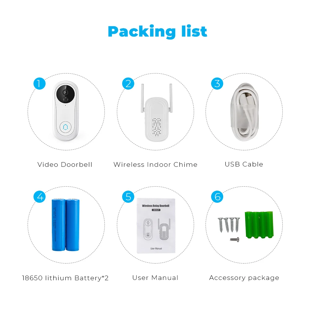 Wireless Wifi Smart Video Doorbell With 1080P HD Camera Video Door Phone With Chime Intercom Door Security Bell