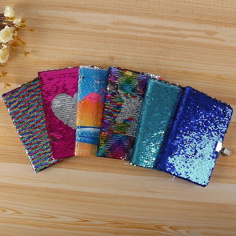 Hottest 2022 Glitter Paillette Journal Reusable Notebook With Lock
