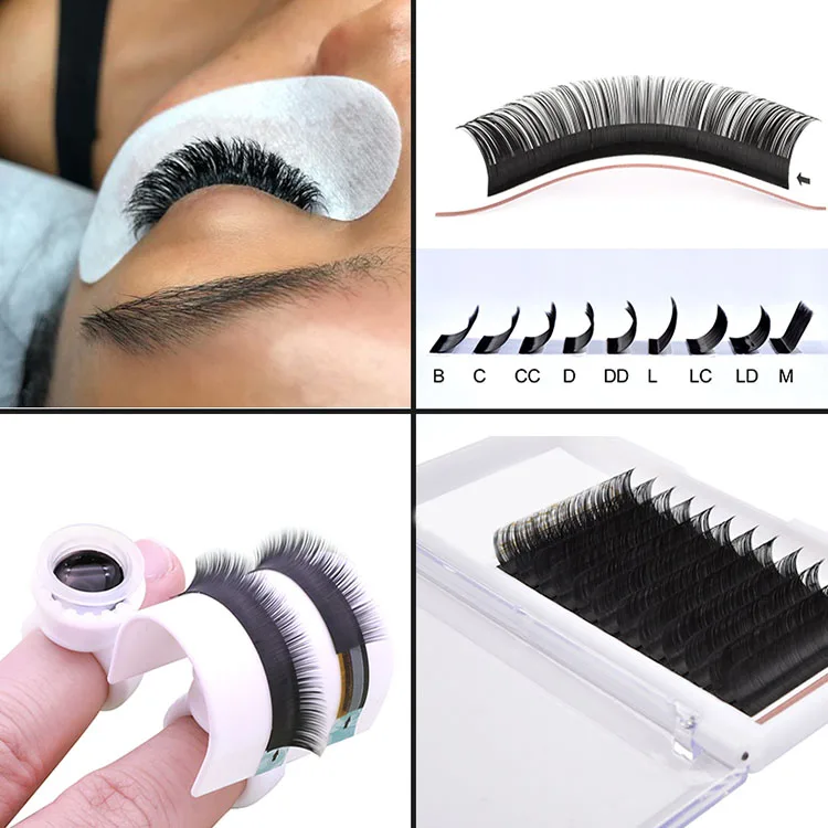 Dark Black Hand Made Volume Eyelash Extension Real Mink 0.18 Thickness LC Curl Supplies Korean PBT Fiber Materials
