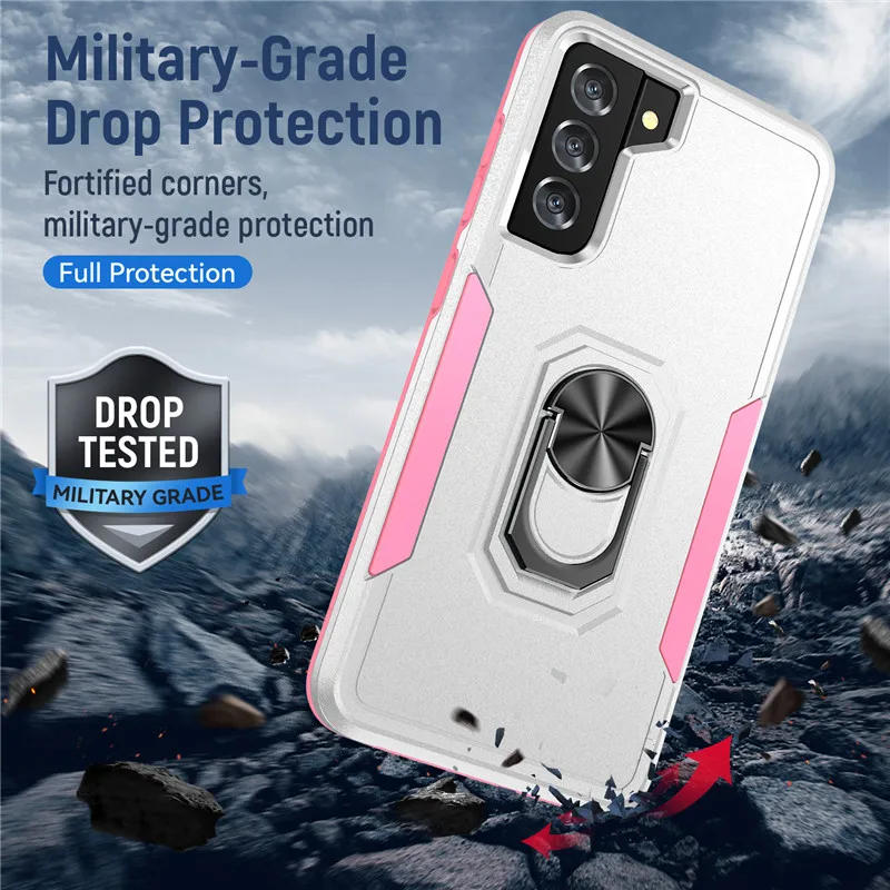 Hybrid Shockproof Phone Case for Samsung Galaxy S20 Plus A50 A30 A51 A71 A12 A32 A52 A72 Note 20 Ultra Armor Ring Holder Cover H