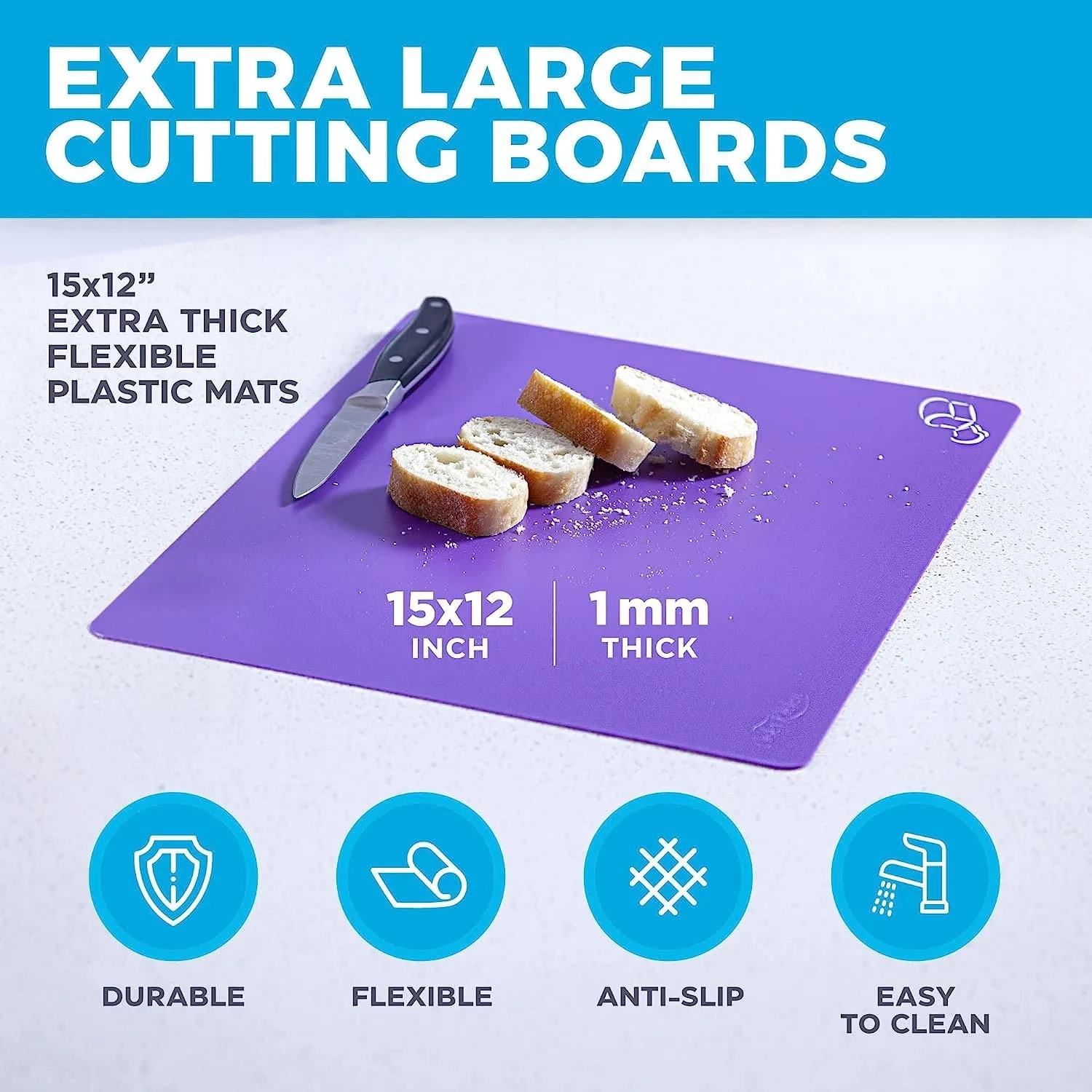 Chopping Board Set For Kitchen,Set Of 4 Small Cutting Boards With Index Color Coded Food Icon,Non-slip Bpa Free Approved