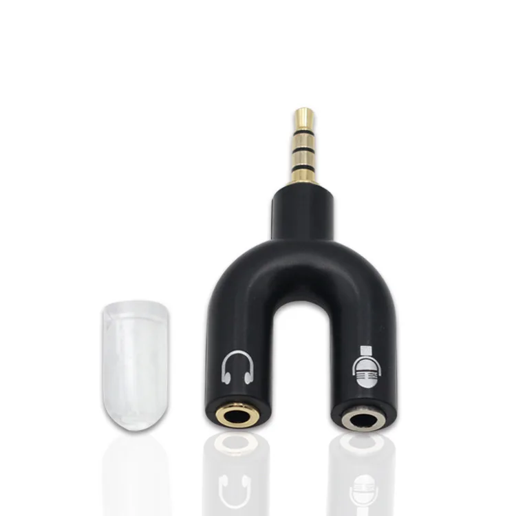 
3.5mm Splitter Stereo Plug U-shape Audio Mic & Headphone Adapters for Smartphone MP3 MP4 Player 