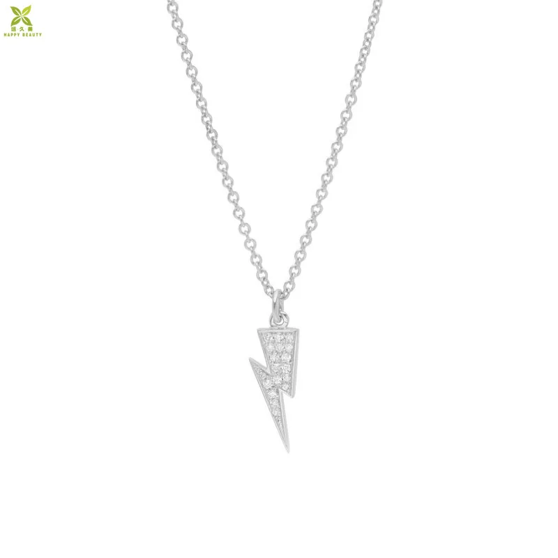 Mini lightning bolt necklace 14k gold plated thunder button necklaces